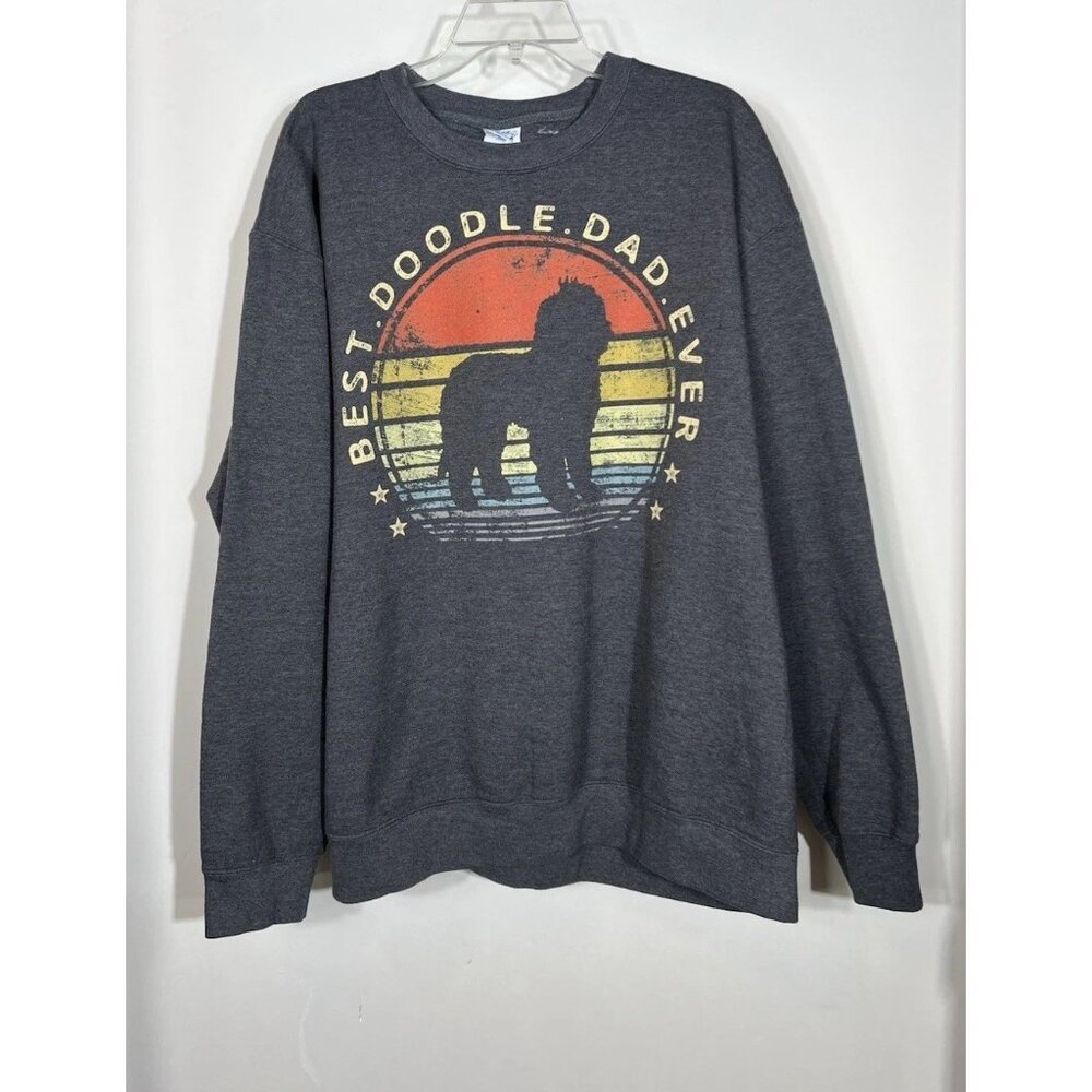 Doodles Pullover Sweatshirt Men’s Size 2XL Gray‎ With “Best Doodle Dad Ever”